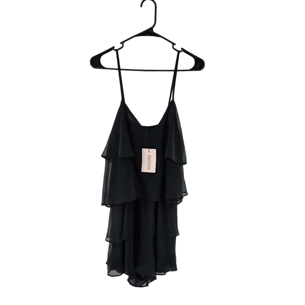 Missguided Women's Black Layered Frill Floaty Playsuit - 4
